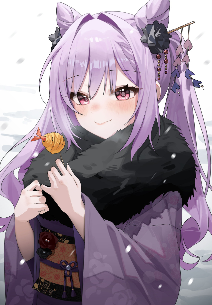 1girl, absurdres, alternate_costume, closed_mouth, cone_hair_bun, double_bun, food, genshin_impact