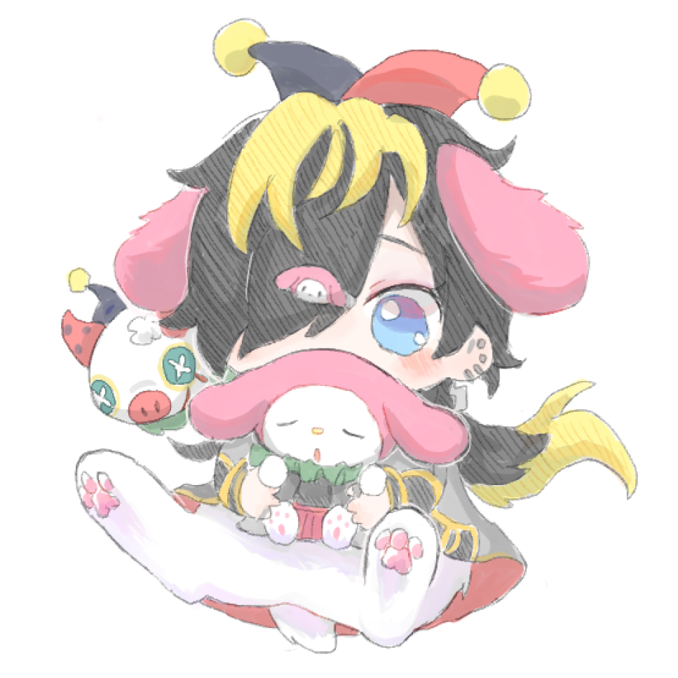 1boy, :o, aimono_jyushi, animal, animal_ears, animal_legs, black_hair, blonde_hair