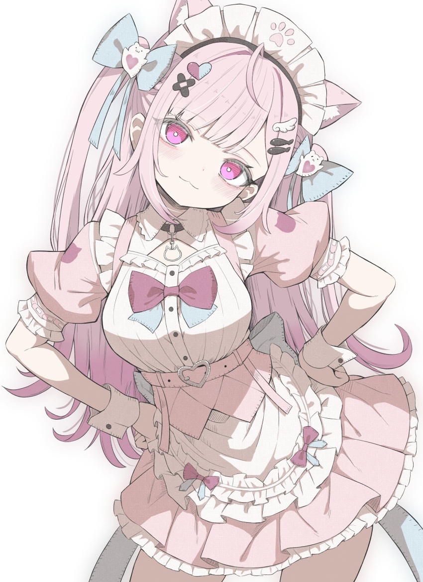 1girl, :3, above_cleavage_cutout, absurdres, ahoge, animal_ear_fluff, animal_ears, animal_hands
