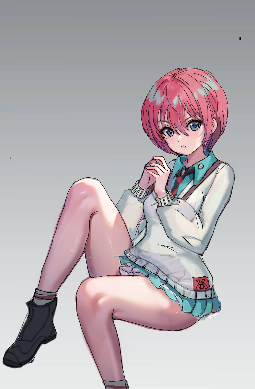 1girl, amate_yuzuriha, aqua_eyes, aqua_skirt, gundam, gundam_gquuuuuux, highres, huo_ji_wu