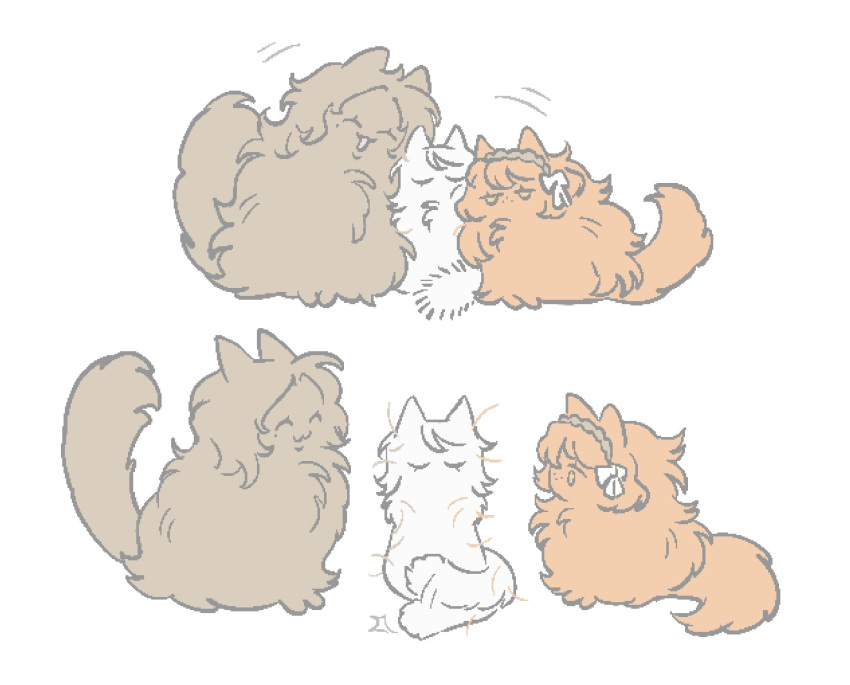 :3, animalization, bow, brown_fur, brown_hairband, closed_eyes, faust_(project_moon), hair_bow