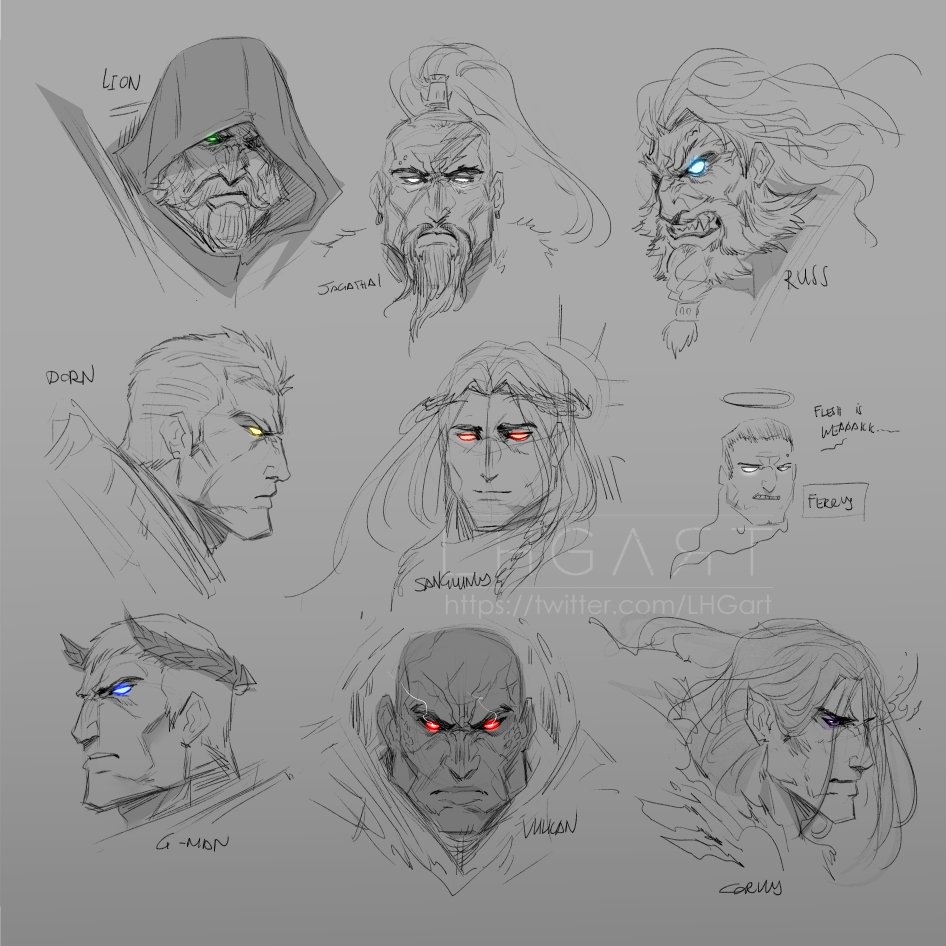 6+boys, bald, beard, blonde_hair, blood_angels, blue_eyes, braid, braided_beard