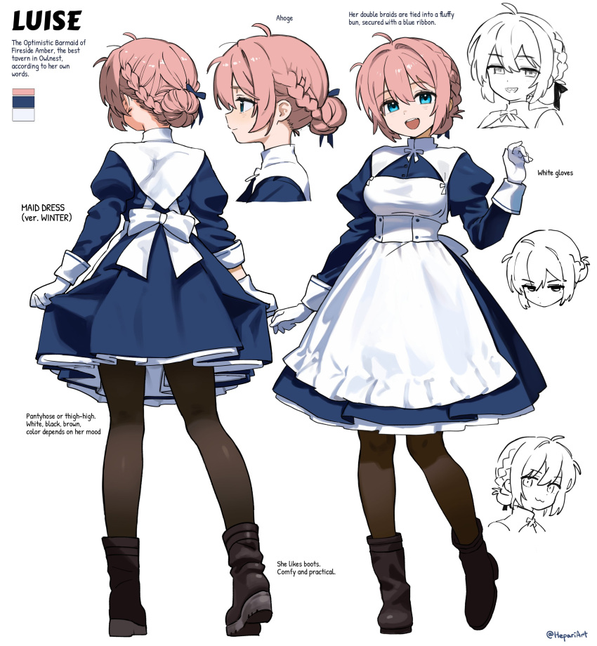 1girl, :3, absurdres, ahoge, artist_name, black_footwear, black_pantyhose, blue_eyes