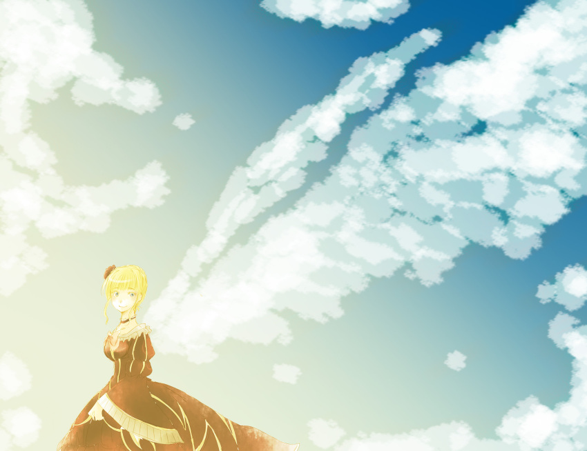 beatrice, cloud, clouds, highres, riko_(runrunrabbit), sky, solo, umineko_no_naku_koro_ni