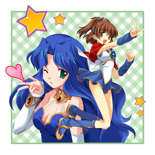 arle_nadja, blush, breastplate, breasts, flat_chest, inase_shin'ya, loli, long_hair, madou_monogatari, puyopuyo, rulue, rulue_(puyopuyo), short_hair, skirt, uniform