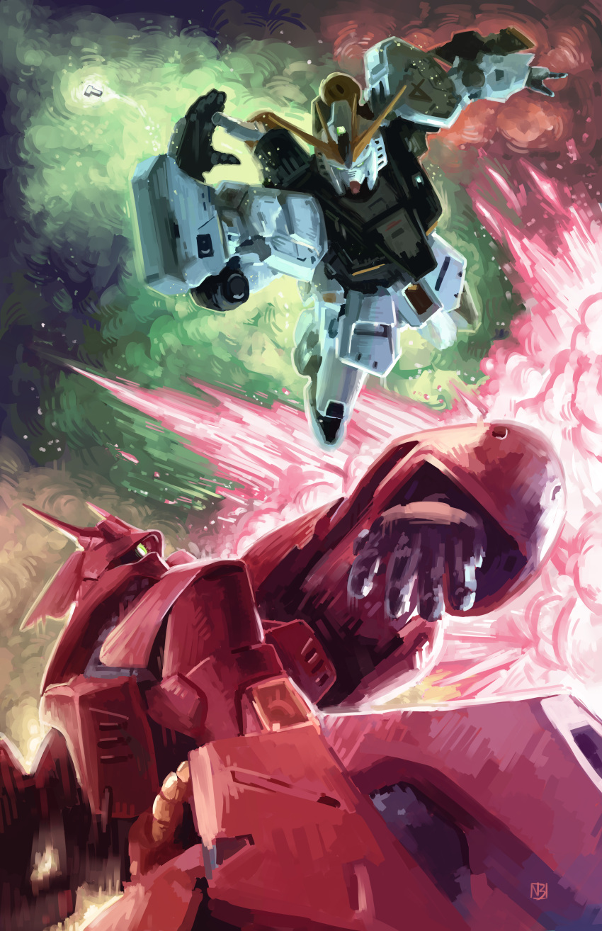 absurdres, axis_(gundam), cable, char's_counterattack, commentary, concept_art, duel, earth_federation_space_forces