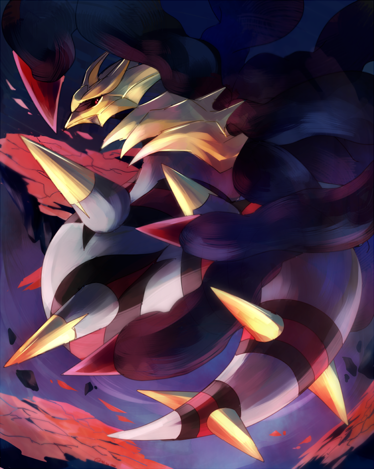 animal_focus, black_sclera, colored_sclera, giratina, giratina_(origin), looking_back, pokemon, pokemon_(creature)