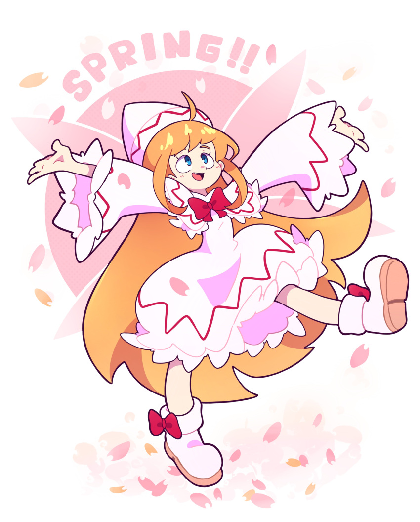 1girl, absurdres, ahoge, blonde_hair, blue_eyes, bow, eyelashes, fairy_wings
