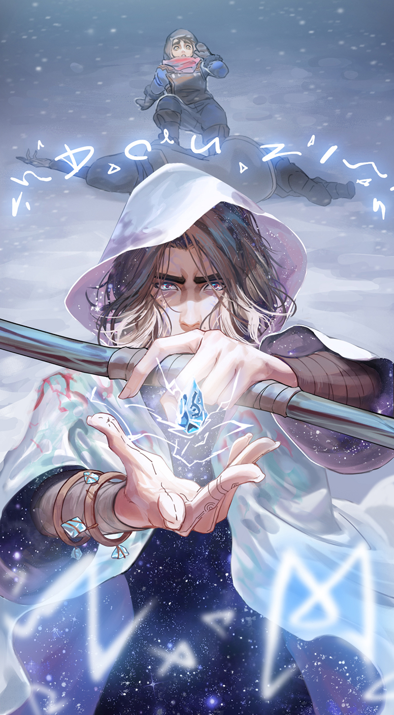 1girl, 2boys, arcane:_league_of_legends, arcane_jayce, arcane_viktor, arm_wrap, blizzard, bracelet