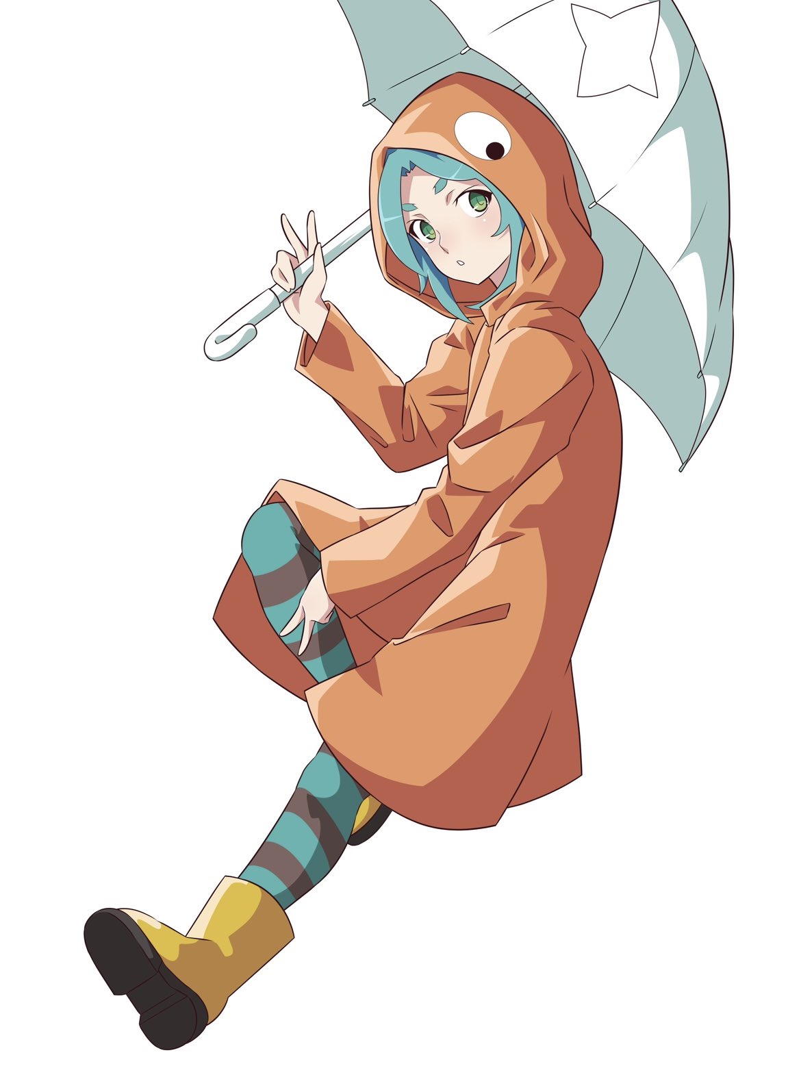 1girl, adapted_costume, alternate_costume, alternate_hairstyle, anime_coloring, aqua_hair, aqua_leggings, boots