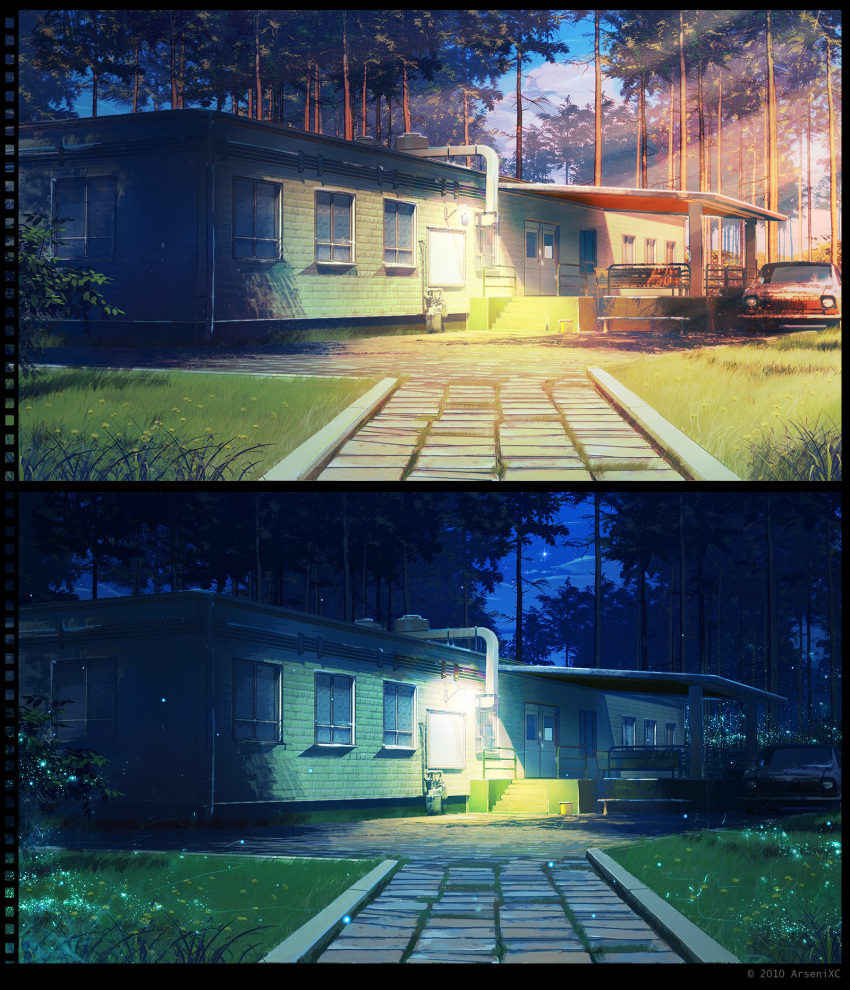 car, day, erogame_project, highres, house, motor_vehicle, night, no_humans