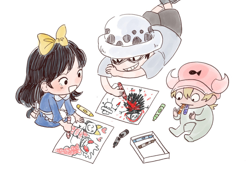 1girl, 2boys, aged_down, avaxxah, baby, baby_5, black_hair, blonde_hair