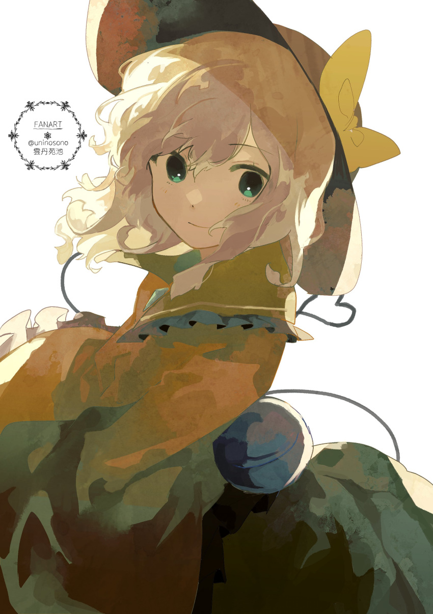 1girl, absurdres, blouse, bow, buttons, closed_mouth, commentary_request, diamond_button