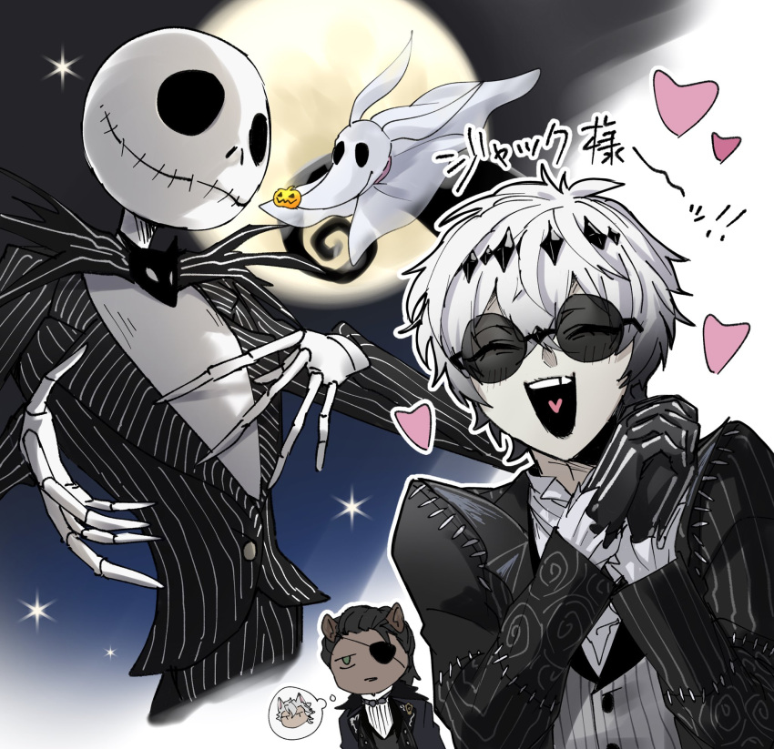 2boys, :d, ^_^, black_gloves, black_hair, black_hairband, black_jacket, closed_eyes