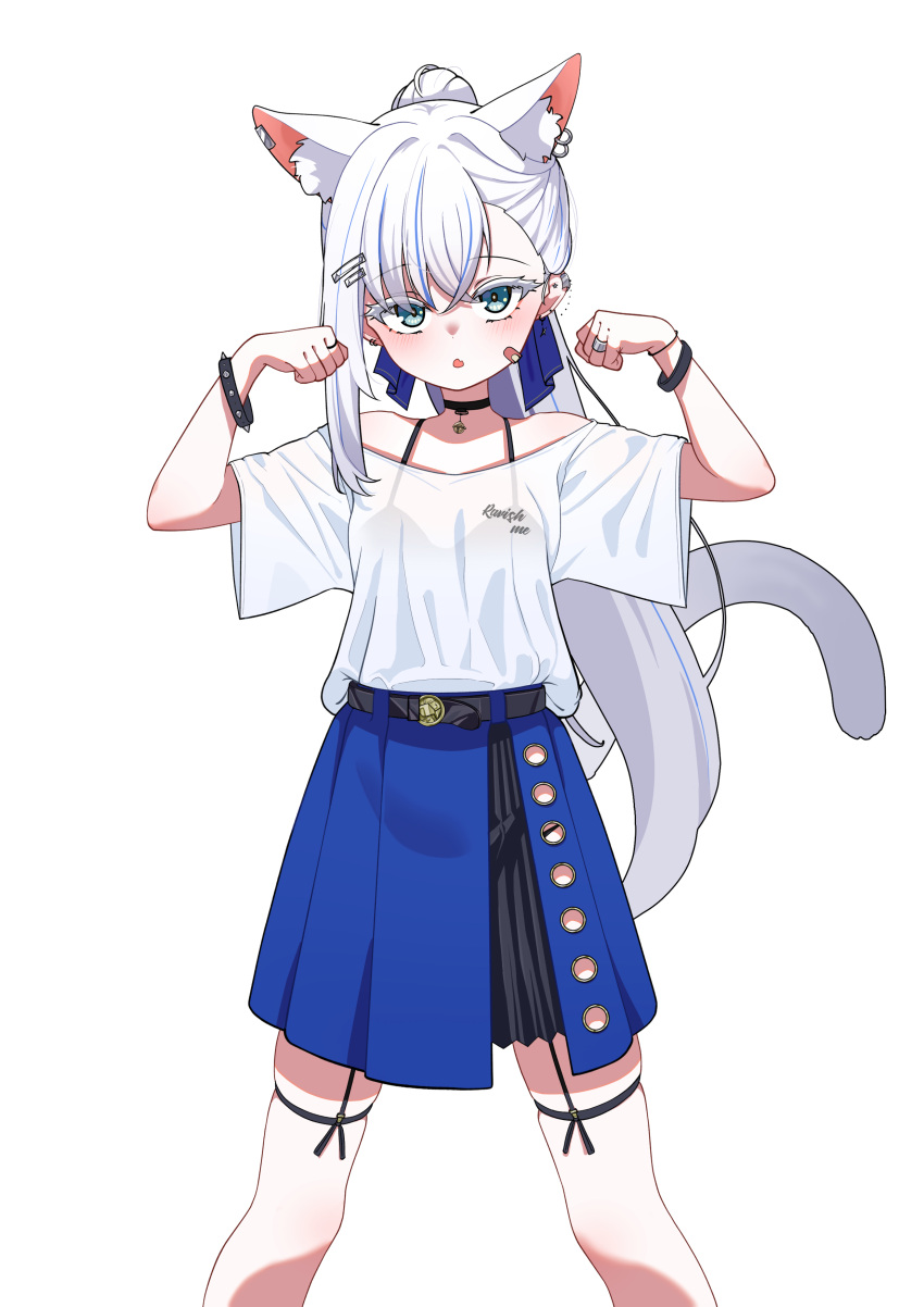 1girl, absurdres, animal_ears, bandaid, bandaid_on_cheek, bandaid_on_face, belt, black_bra