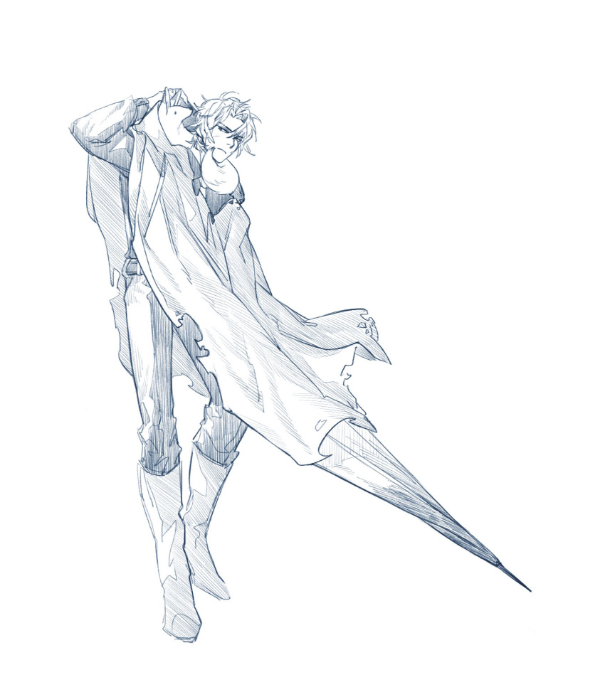 1boy, animal_on_shoulder, belt, boots, cloak, e.g.o_(project_moon), es_limbus, fox