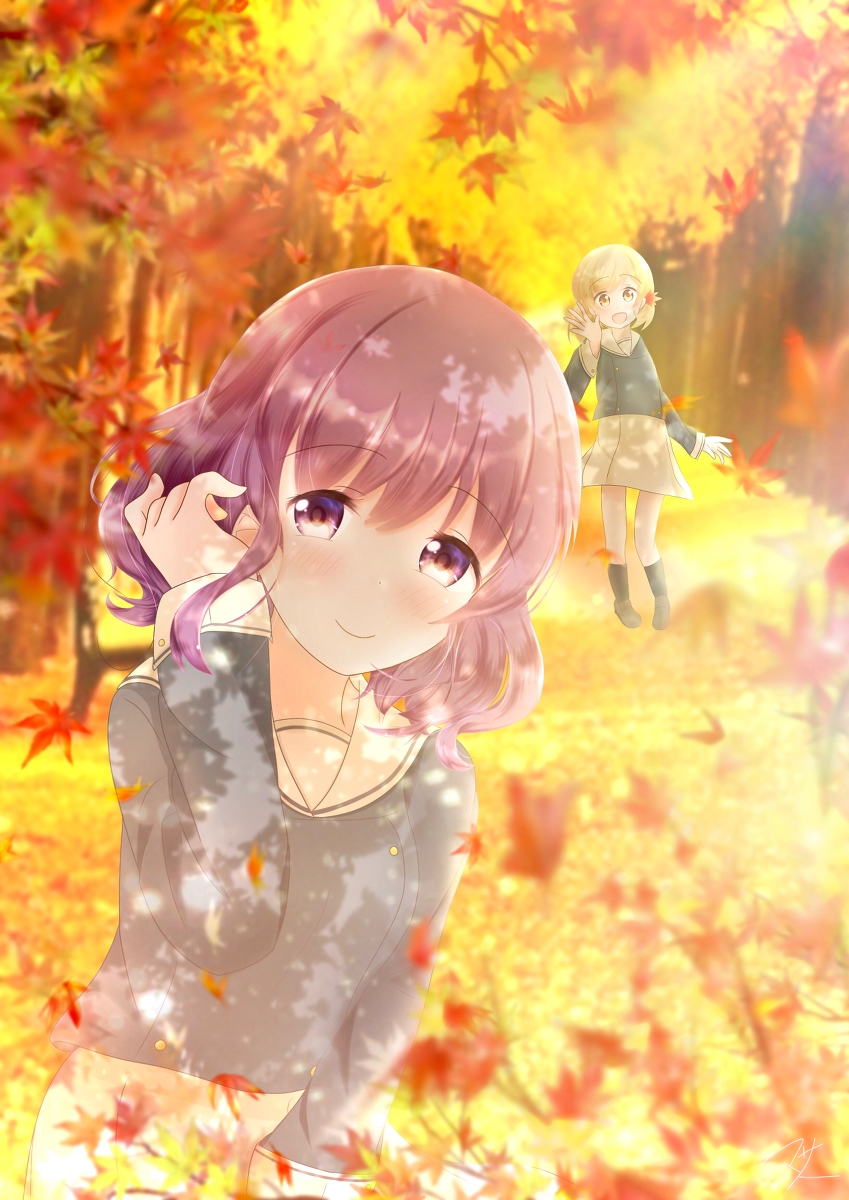 2girls, akitsune_kon, anima_yell!, multiple_girls, purple_hair, violet_eyes