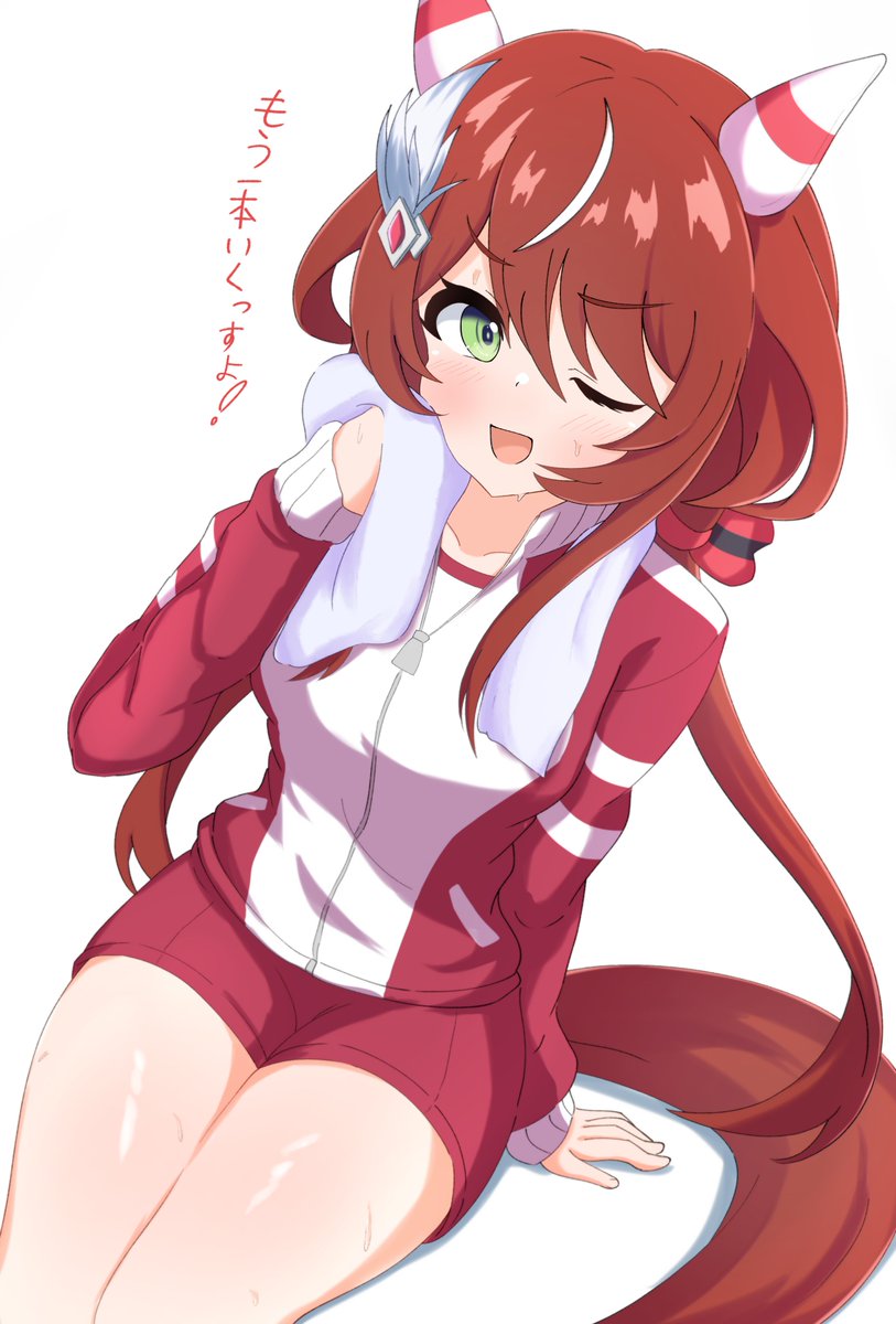1girl, blush, breasts, collarbone, commentary_request, green_eyes, hair_ornament, highres