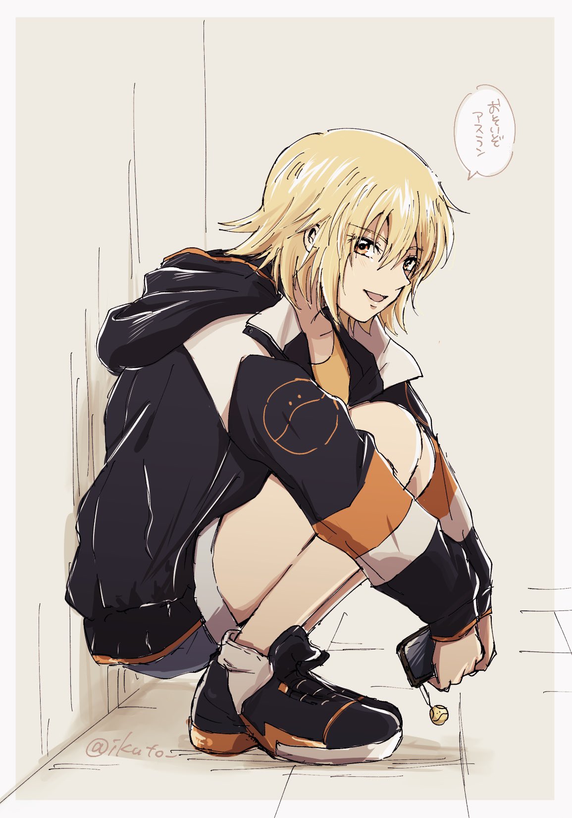 1girl, blonde_hair, cagalli_yula_athha, cellphone, gundam, gundam_seed, gundam_seed_destiny, gundam_seed_freedom