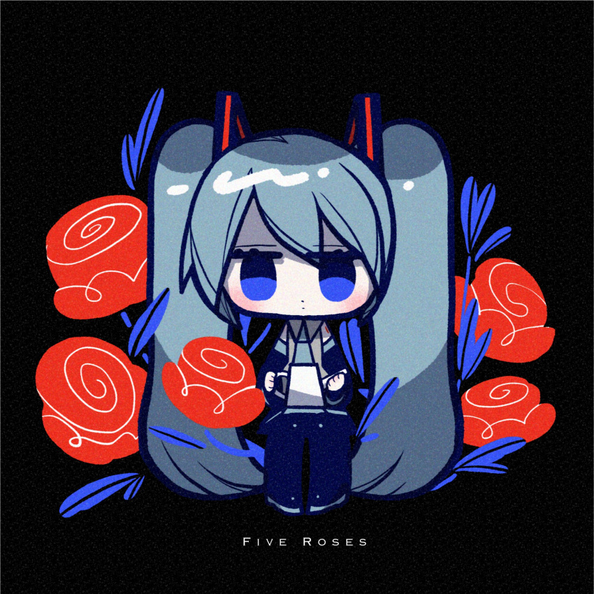 1girl, black_background, blue_eyes, blue_hair, chibi, chibi_only, closed_mouth, commentary