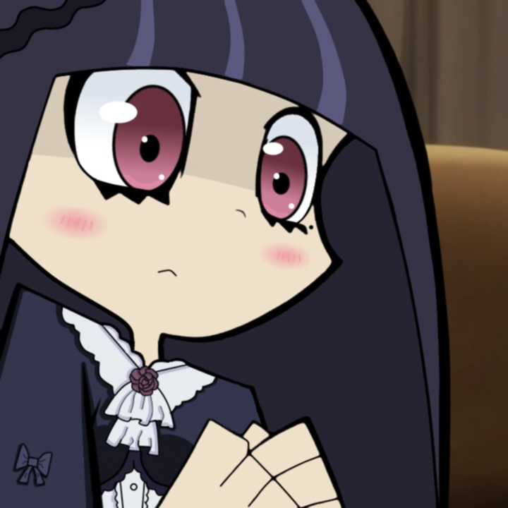 black_hair, blush, cosplay, gokou_ruri, gokou_ruri_(cosplay), gothic_lolita, hairband, lolita_fashion, long_hair, look-alike, lookalike, mole, official_style, ore_no_imouto_ga_konna_ni_kawaii_wake_ga_nai, panty_&amp;_stocking_with_garterbelt, parody, solo, stocking_(character), stocking_(psg)