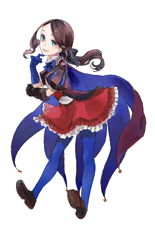 1girl, blue_eyes, blue_pantyhose, brown_hair, cloak, dress, fate/grand_order, fate_(series)