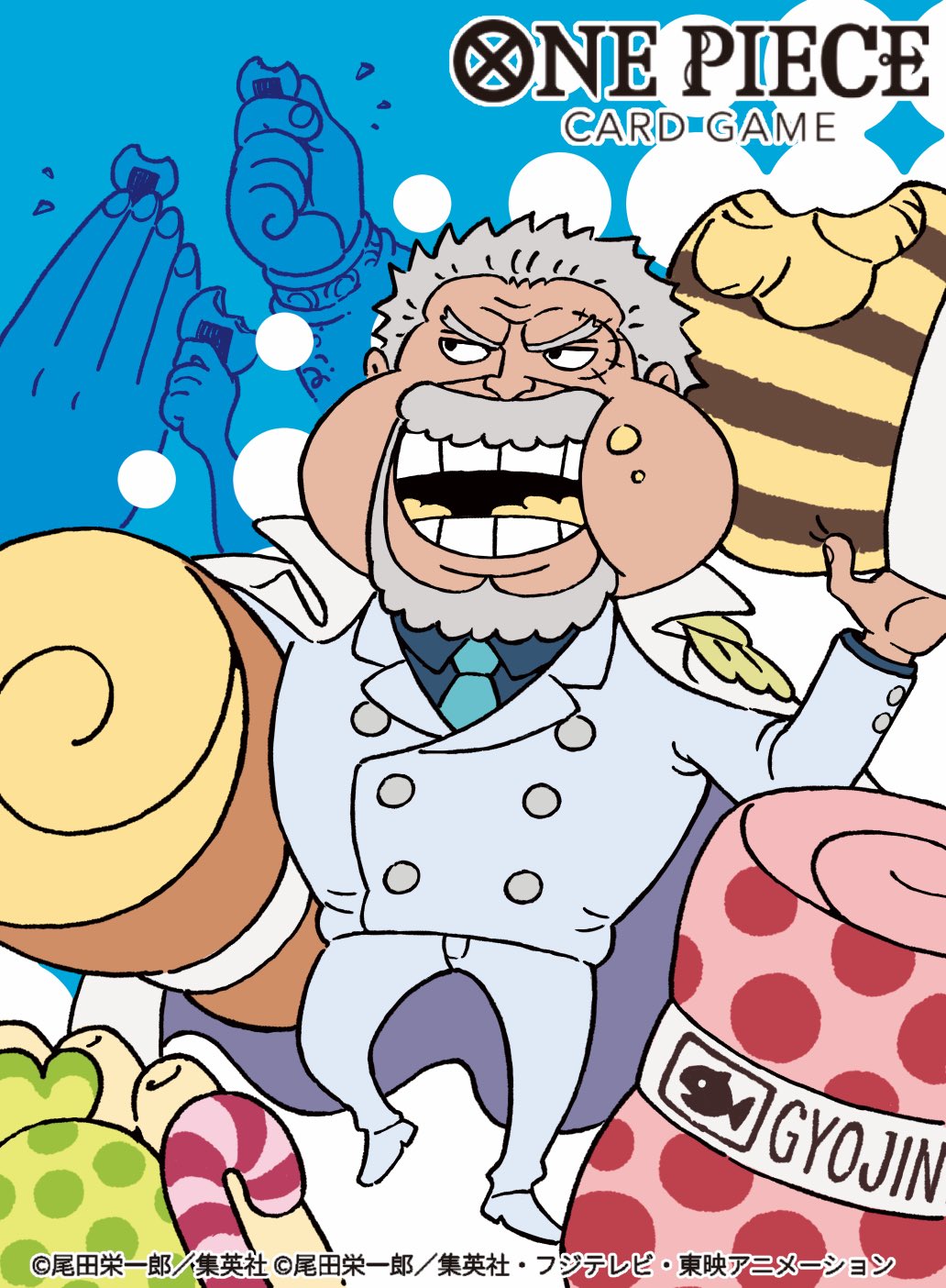 1boy, beard, candy, chibi, coat, coat_on_shoulders, commentary_request, copyright_name