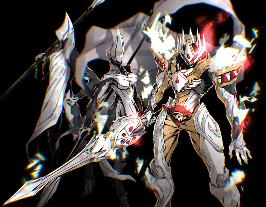 1boy, armor, black_background, character_request, henshin_belt_gavv, holding, holding_sword, holding_weapon