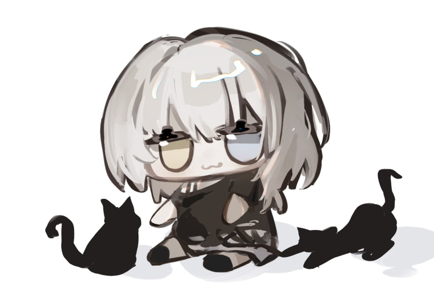 1girl, :3, bang_dream!, bang_dream!_it's_mygo!!!!!, black_shirt, blue_eyes, cat, chibi
