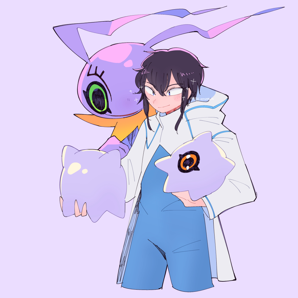 1boy, black_hair, blue_bodysuit, bodysuit, coat, digimon, digimon_(creature), digimon_story:_cyber_sleuth