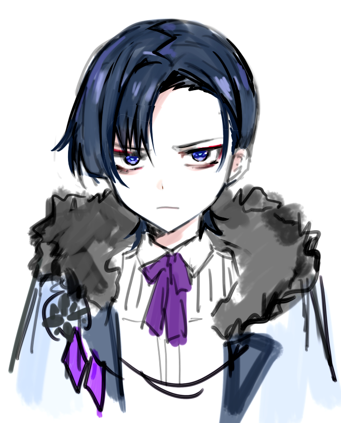 1boy, alternate_costume, alternate_hairstyle, blunt_ends, closed_mouth, coat, collared_shirt, cropped_torso