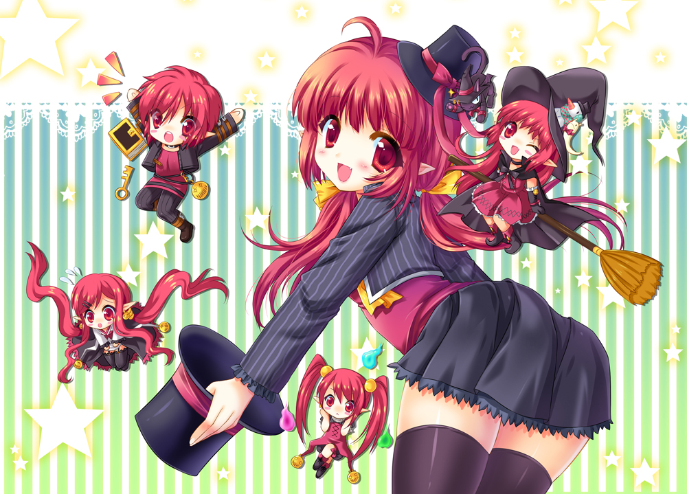 :d, ahoge, ass, battle_mage_(dungeon_and_fighter), blush, blush_stickers, book, bow