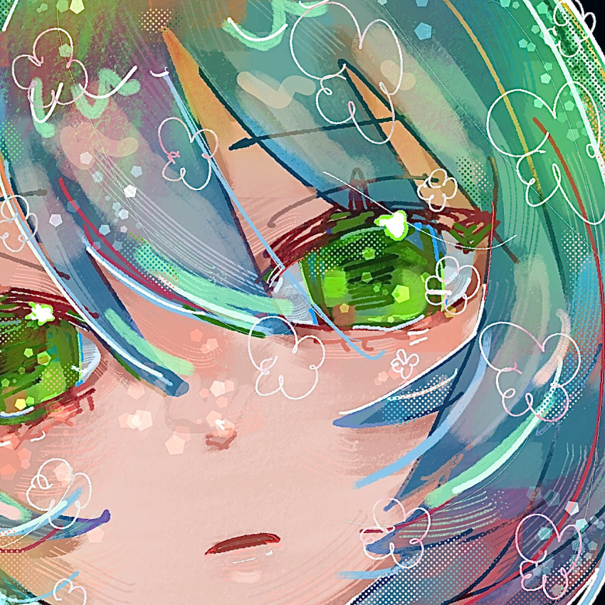 1girl, aqua_hair, bi_(nekoinuhotdog), close-up, green_eyes, highres, looking_at_viewer, original