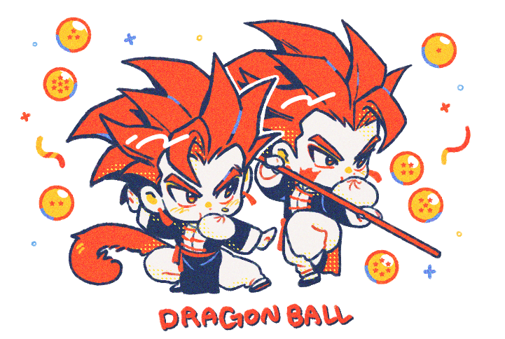 2boys, baozi, brothers, chibi, chinese_clothes, commentary_request, copyright_name, dragon_ball
