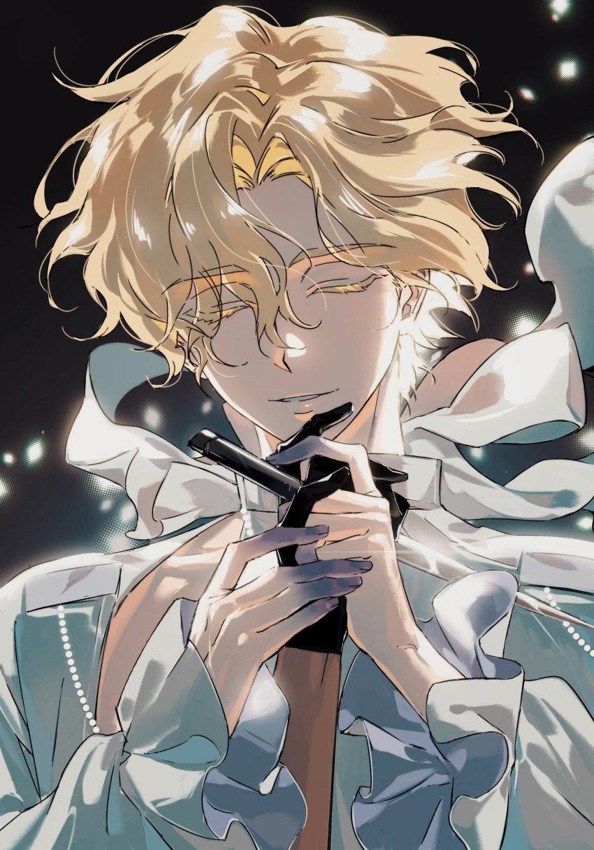 1boy, 1girl, alien_stage, black_gloves, blonde_hair, chinese_commentary, colored_extremities, commentary_request