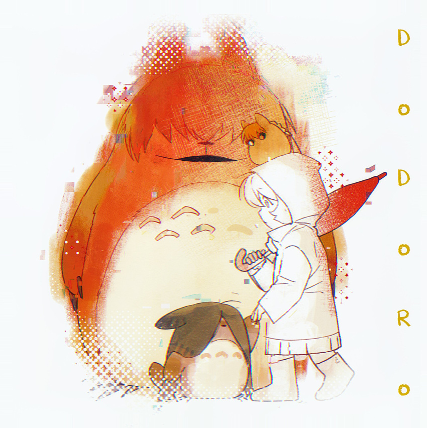 chibi_totoro, chinese_commentary, chuu_totoro, commentary_request, creature_on_head, fusion, heroine_(homicipher), highres