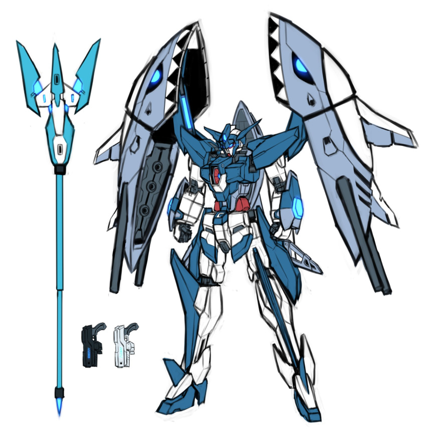 abyss_gundam, beam_gun, chest_cannon, full_body, gun, gundam, gundam_build_divers, gundam_build_divers_re:rise