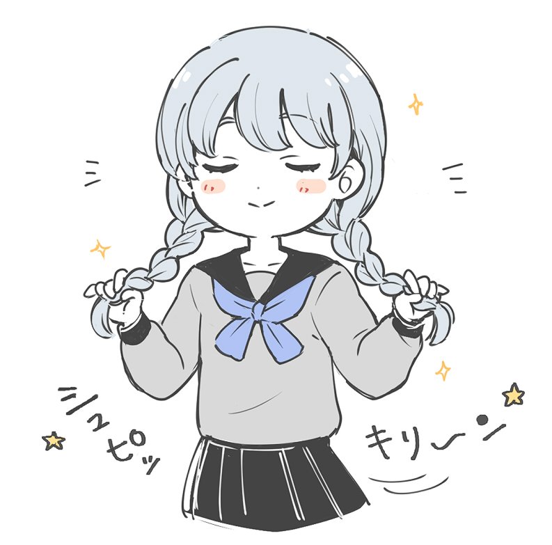 1boy, blush, braid, closed_eyes, crossdressing, juusan_kihei_bouei_ken, male_focus, neckerchief