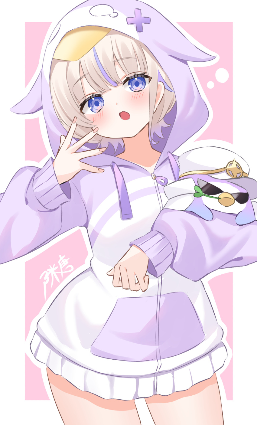 1girl, absurdres, alternate_costume, animal_hood, banpen_(todoroki_hajime), blonde_hair, blush, highres