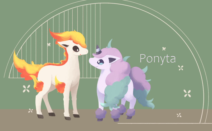 animal_focus, commentary_request, full_body, galarian_ponyta, highres, hooves, horns, horse