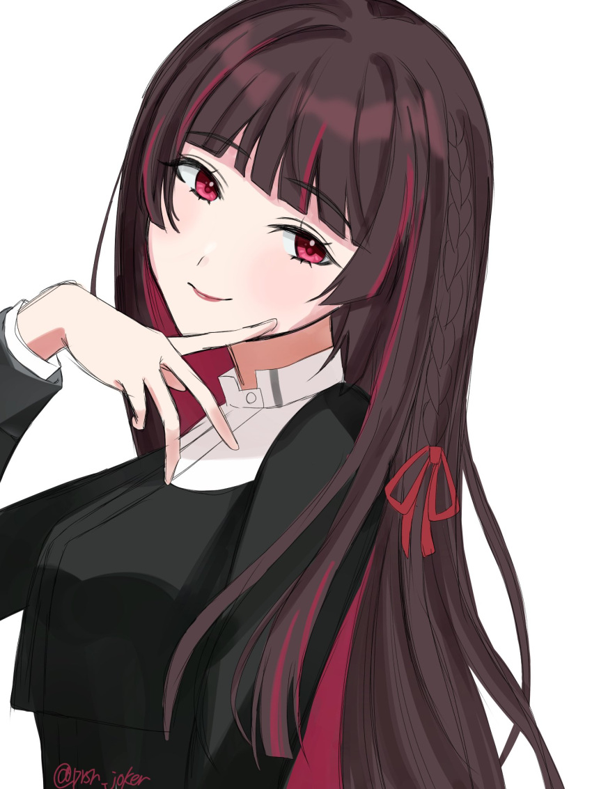 1girl, braid, brown_hair, colored_inner_hair, gakuen_idolmaster, gokugetsu_academy_uniform, highres, idolmaster