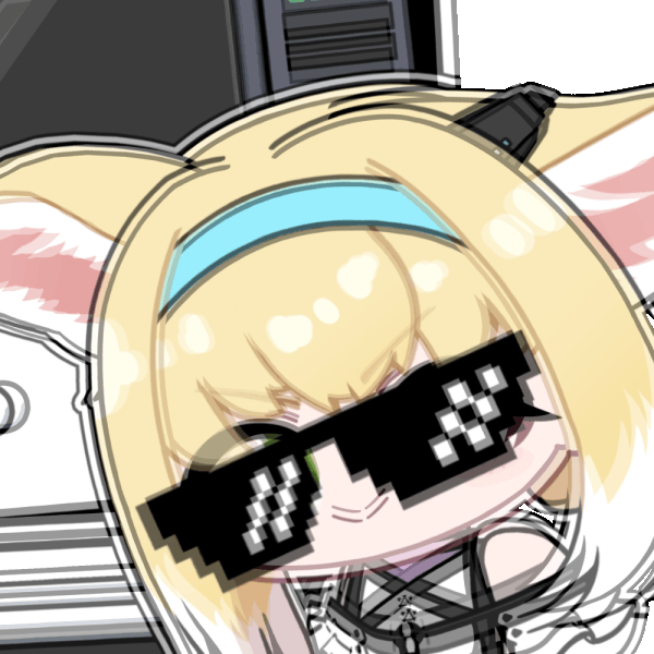 1girl, acomu414, animated, animated_gif, arknights, blonde_hair, commentary_request, deal_with_it_(meme)