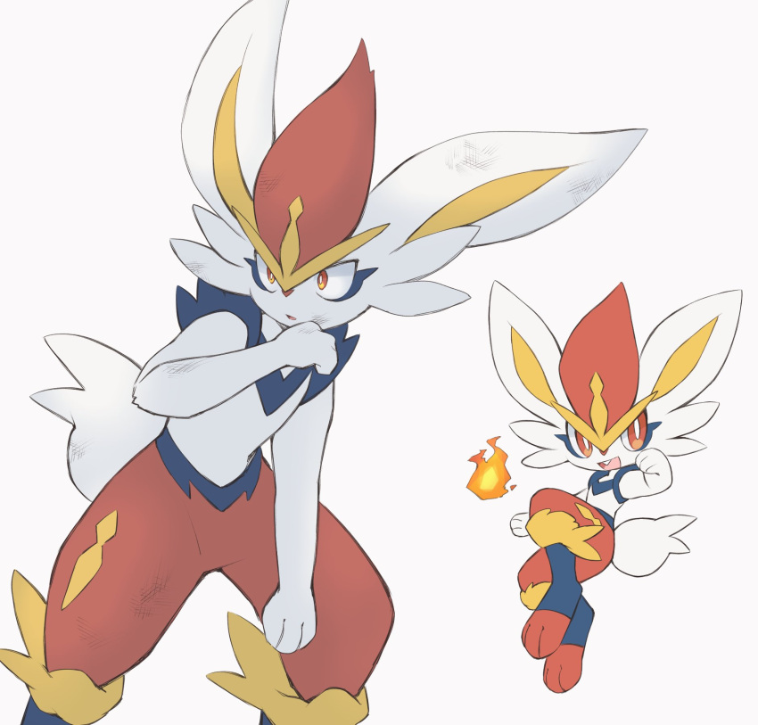 animal_ears, body_fur, bright_pupils, cinderace, dirty, fire, furry, highres