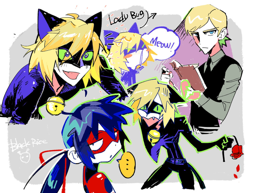 ..., 1boy, 1girl, ahoge, annoyed, artist_name, belt, black_bodysuit