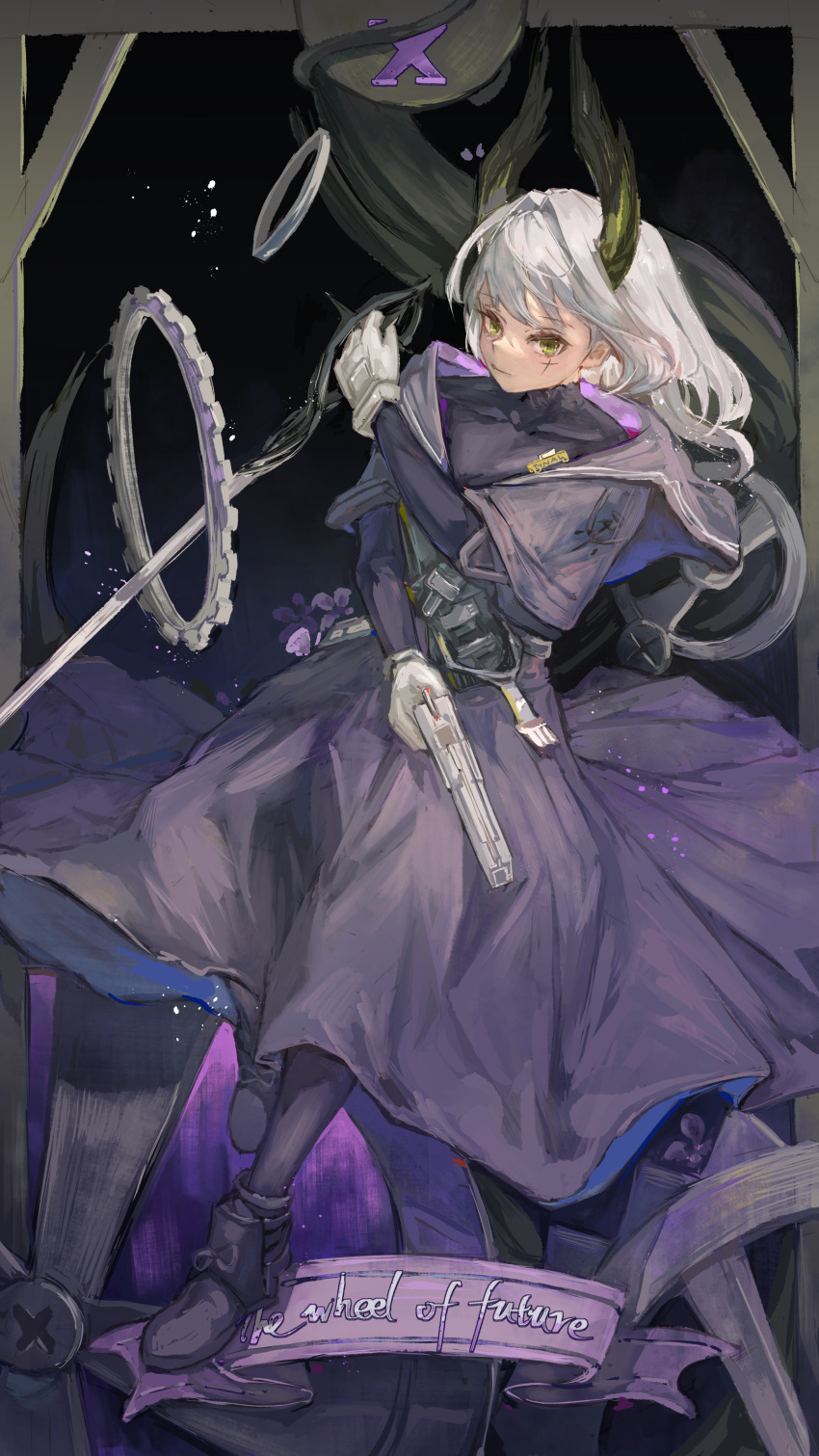 1girl, absurdres, arknights, closed_mouth, coat, commentary, cross_scar, english_commentary