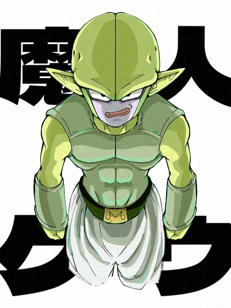 abs, belt, colored_skin, demon, dragon_ball, dragon_ball_daima, green_skin, majin_kuu