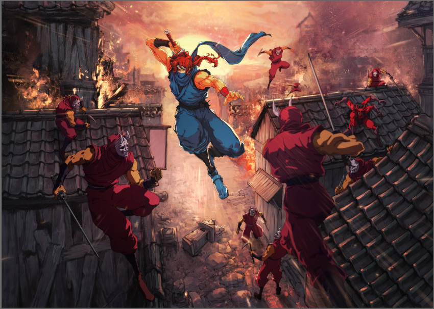 battle, commentary, david_liu, english_commentary, extra_arms, highres, holding, holding_sword