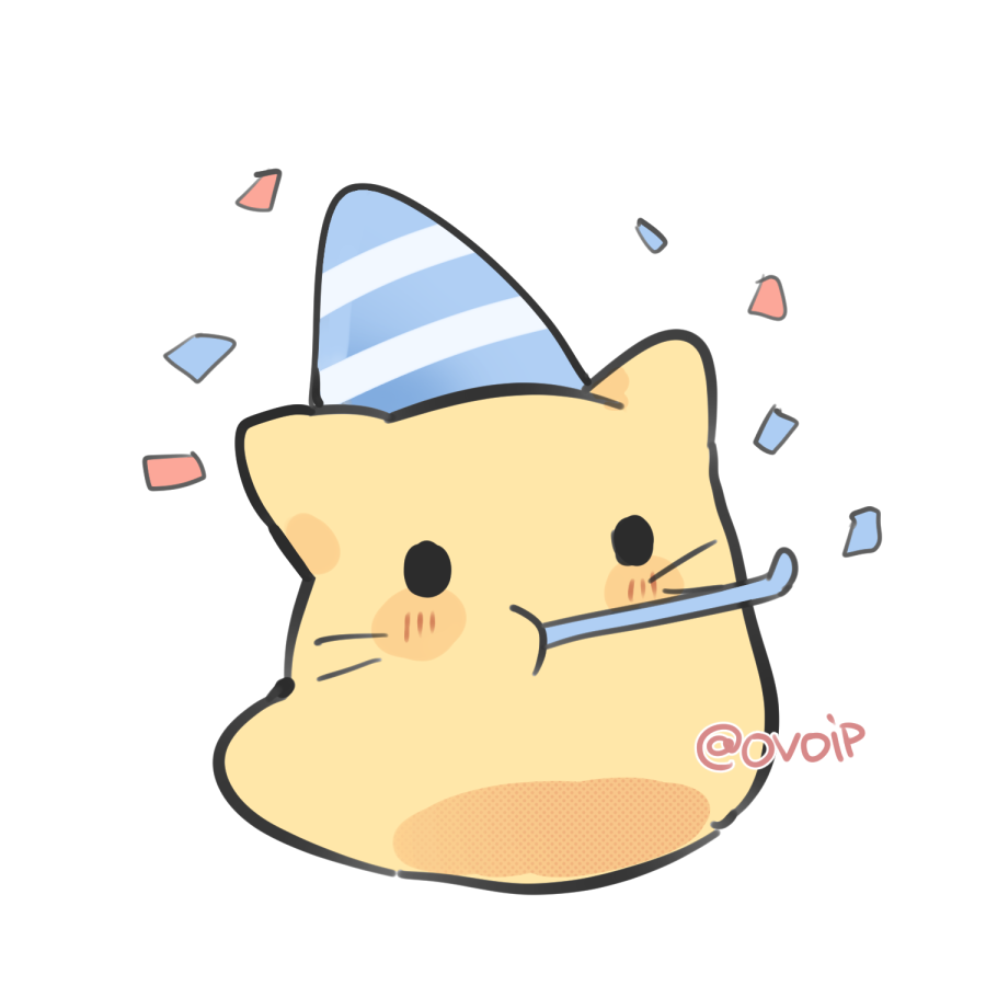 artist_name, blob_(google), blobcat, confetti, hat, no_humans, original, ovoip