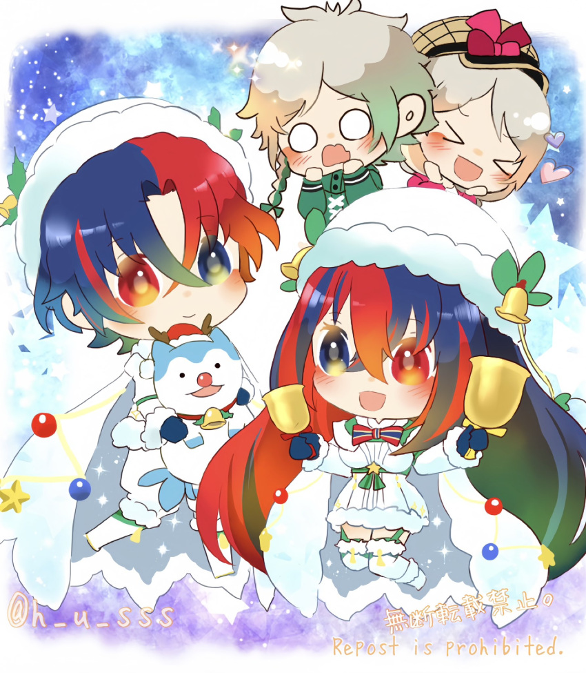 2boys, 2girls, alear_(female)_(fire_emblem), alear_(female)_(gifted_dragons)_(fire_emblem), alear_(fire_emblem), alear_(male)_(fire_emblem), alear_(male)_(gifted_dragons)_(fire_emblem), blue_eyes