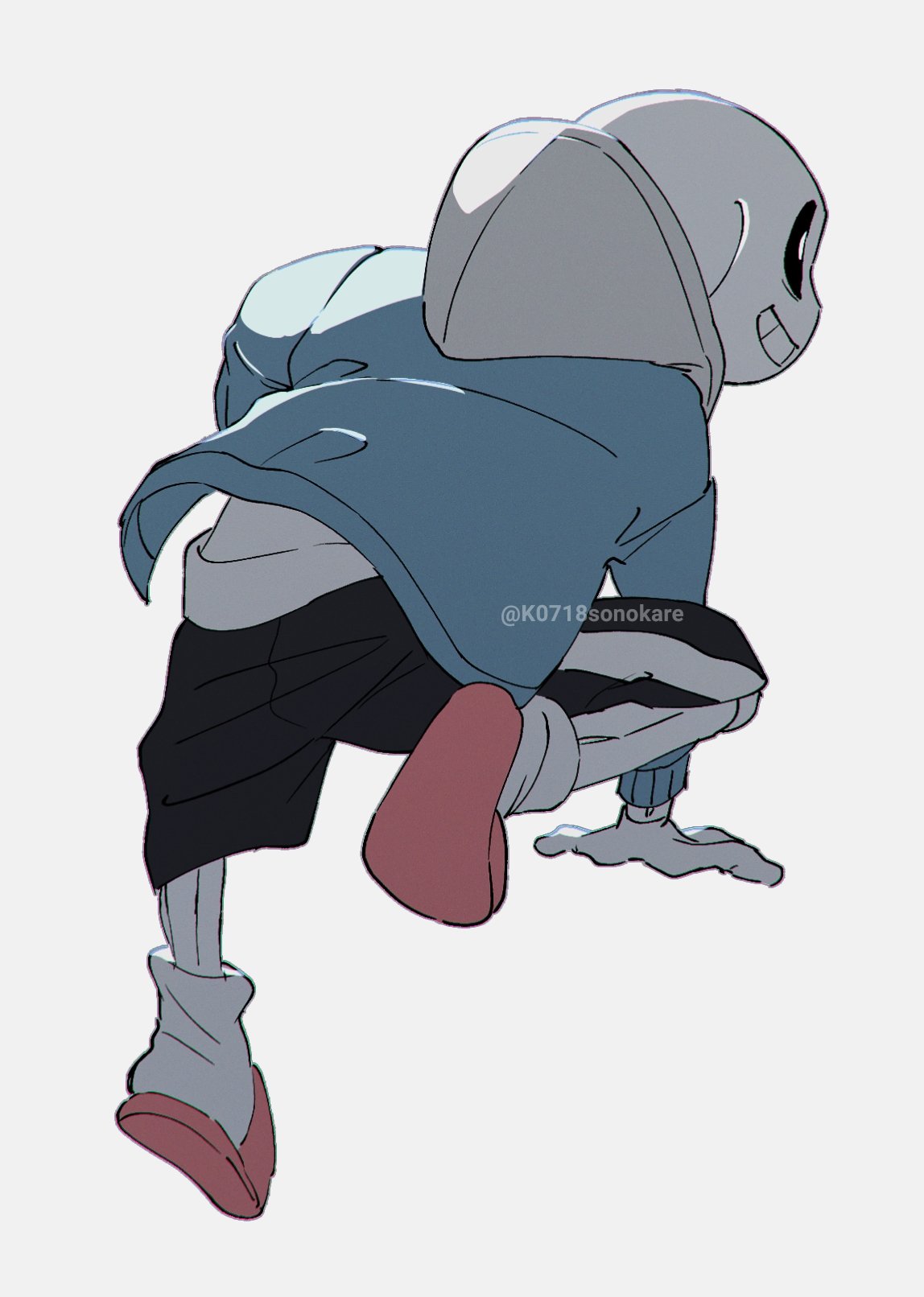 1boy, 2024, 2d, arm_support, artist_name, back, black_pants, blue_jacket
